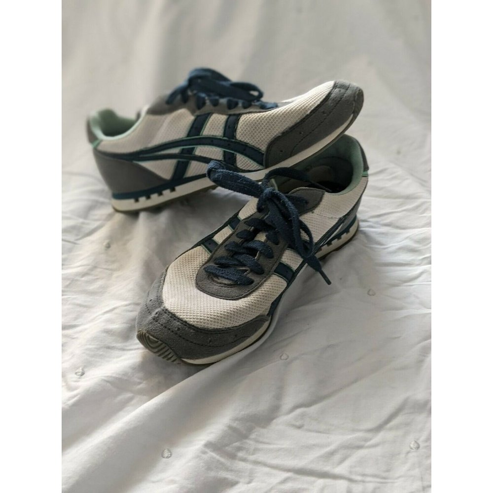 Asics Mateo HQ80K White Navy Gray Fashion Sneakers Shoes Women's Sz 8.5